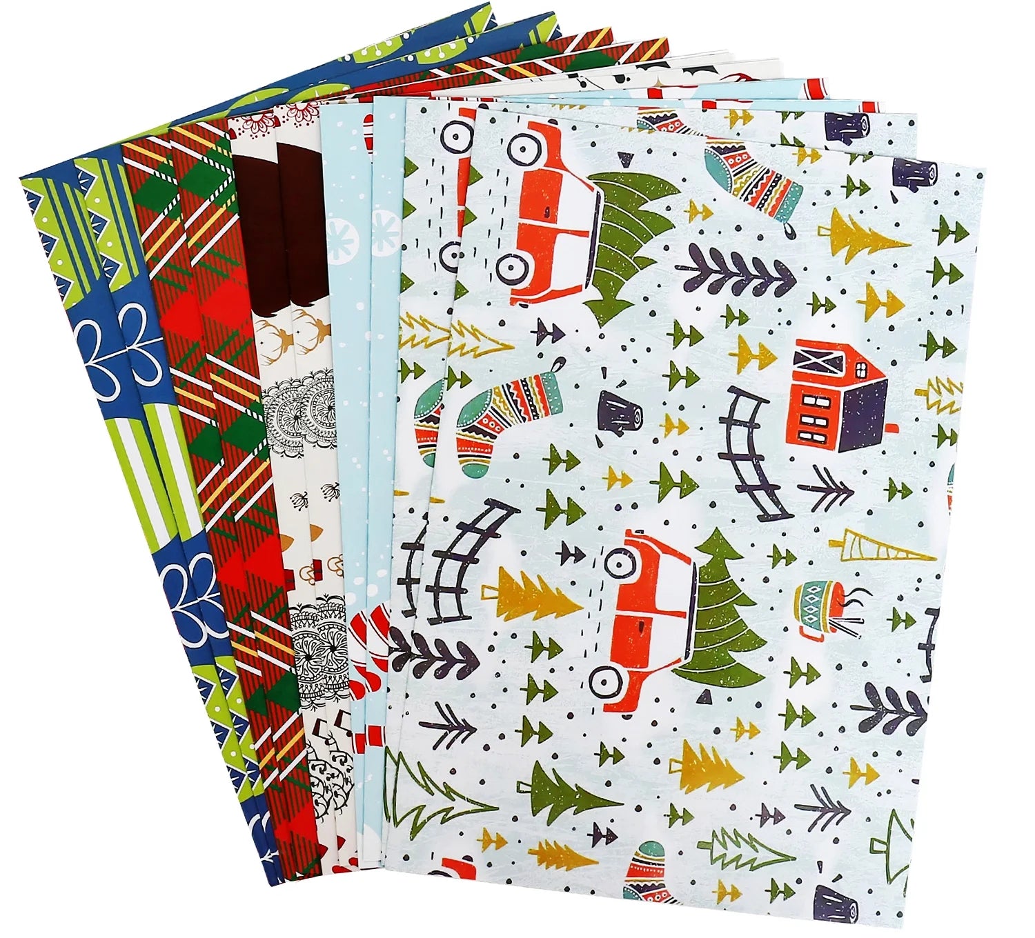 Christmas Gift Wrapping Paper for Kids Boys Girls - Elegant Xmas Patterns Gift Wrap Paper for Party, Baby Shower - 10 Sheets, 20 X 29 Inch