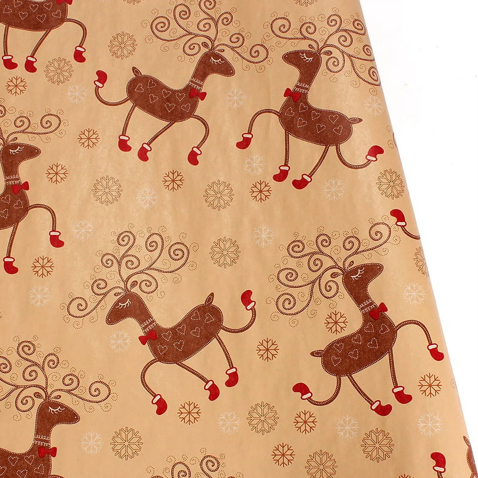 Christmas Wrapping Paper, Holiday Wrapping Paper, 9 Pack Brown Kraft Paper, Snow, Christmas Tree, Snowman, Lantern and Color Elk (9-Sheets, 30" X 20")