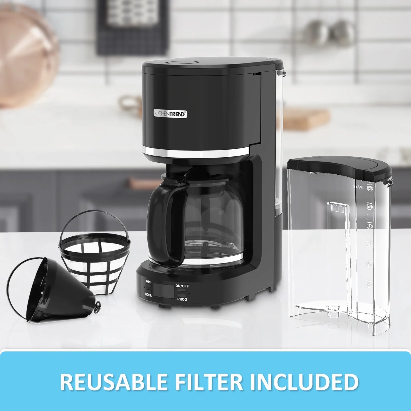 12-Cup Programmable Coffee Maker Removable Water Reservoir Drip Coffee Maker
