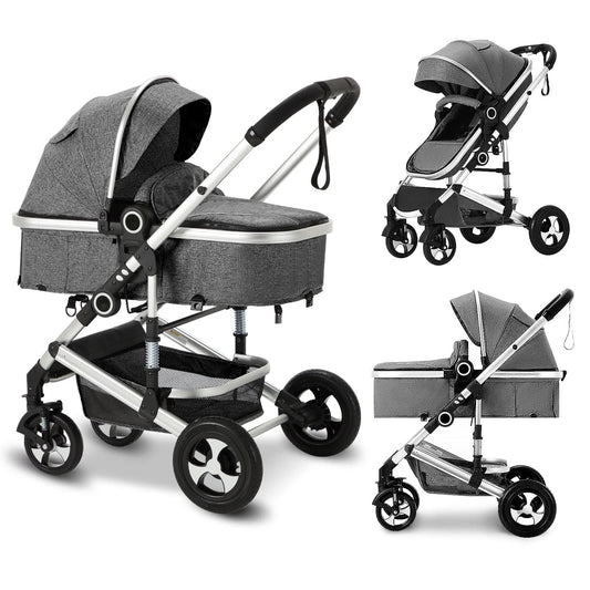3-In-1 Convertible Baby Stroller with Big Seat and Adjustable Canopy, 24 Pound, Dark Grey
