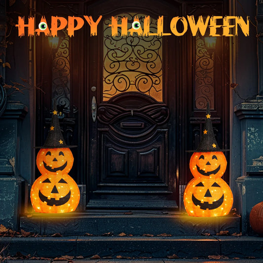 Lighted Halloween Decoration 3 FT Pumpkins for Halloween Party Outdoor, Yard, Garden, Lawn Decorations,2Pcs