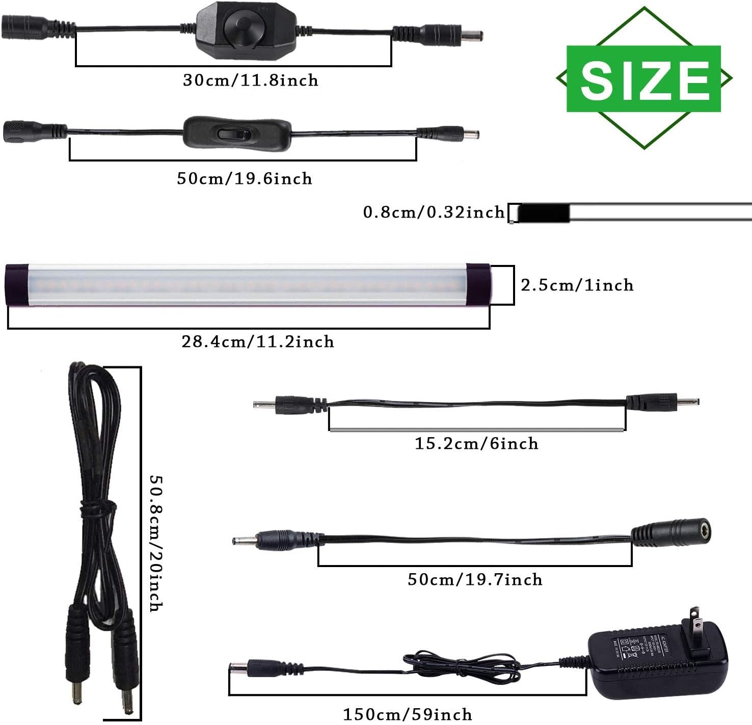 LED under Cabinet Lighting Kit, LED Strip Light,Shelf Lights Direct Wire, 12V Dimmable Kitchen Light Bar Linkable with Rocker Switch and Plug in Adapter (4 Panels,Warm White)