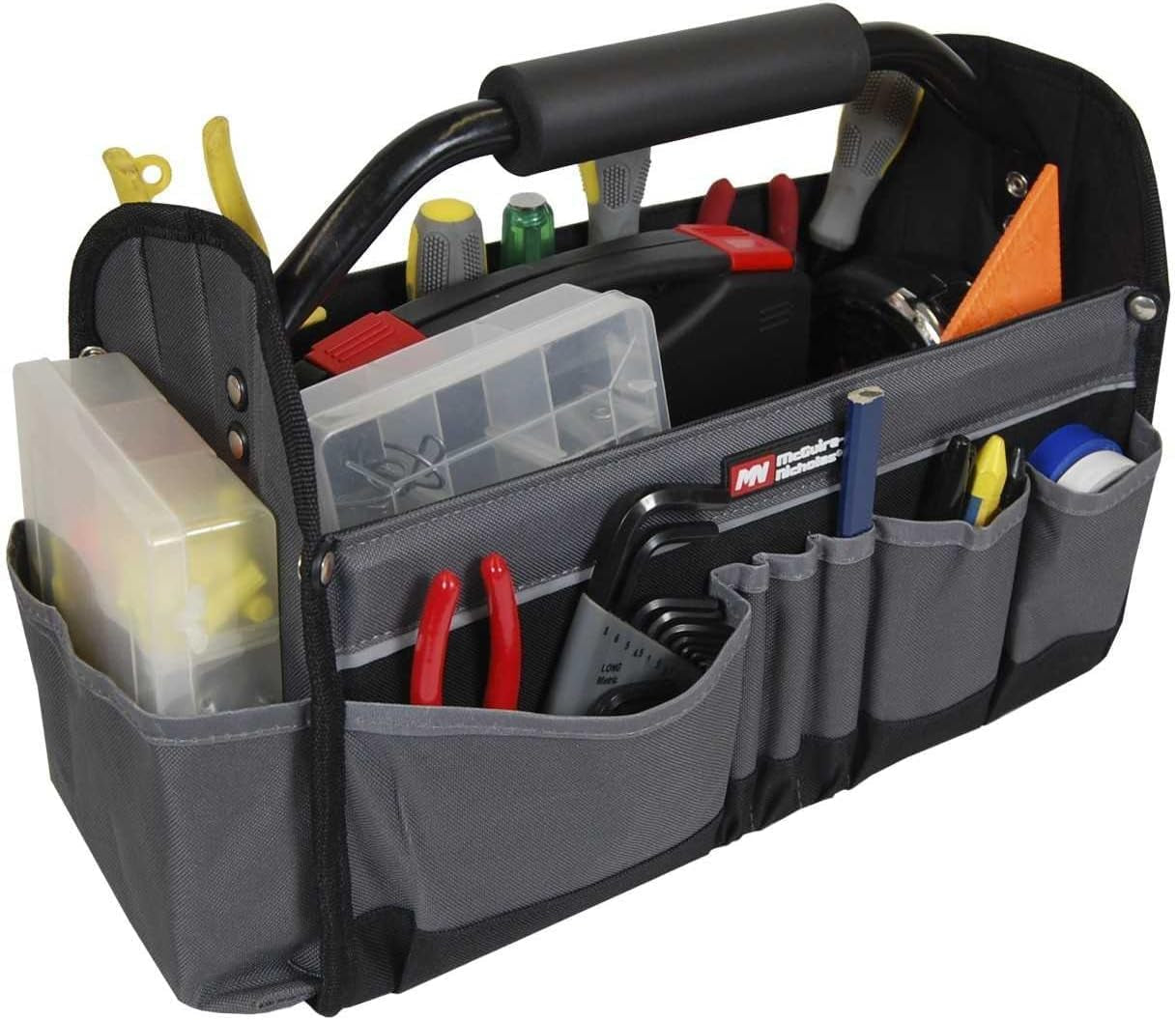 15" Collapsible Tool Tote, Grey and Black Tool Tote Bag, 22015