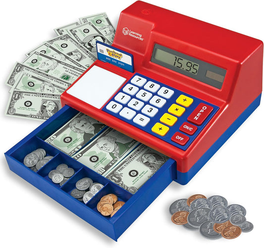 Pretend & Play Calculator Cash Register Toy - Gift for Kids, Toddler Toys, Play Money & Credit Card, Shopping Store Playset, Educational Preschool Activities