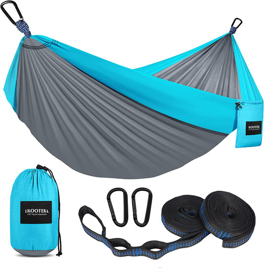 Camping Hammock 500 Lbs Capacity, Portable Hammocks with Tree Straps & Attached Carry Bag, Camping Essentials Gear, Perfect for outside Indoor Hiking Beach Backpack Travel