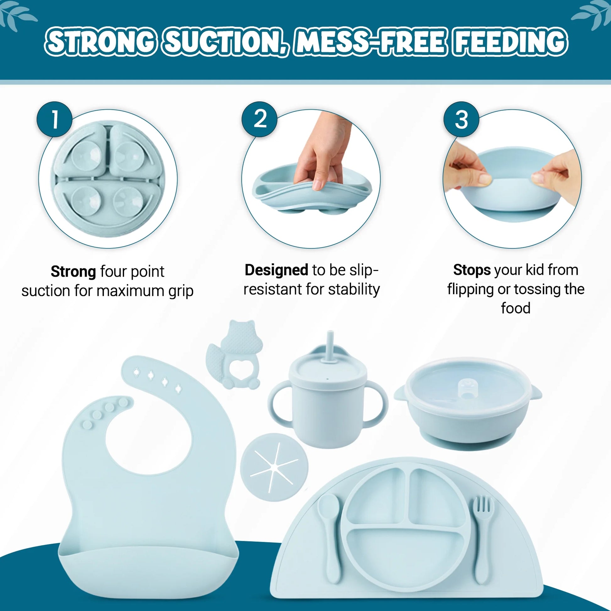 9-Piece Silicone Baby Feeding Set - Baby-Led Weaning Essentials