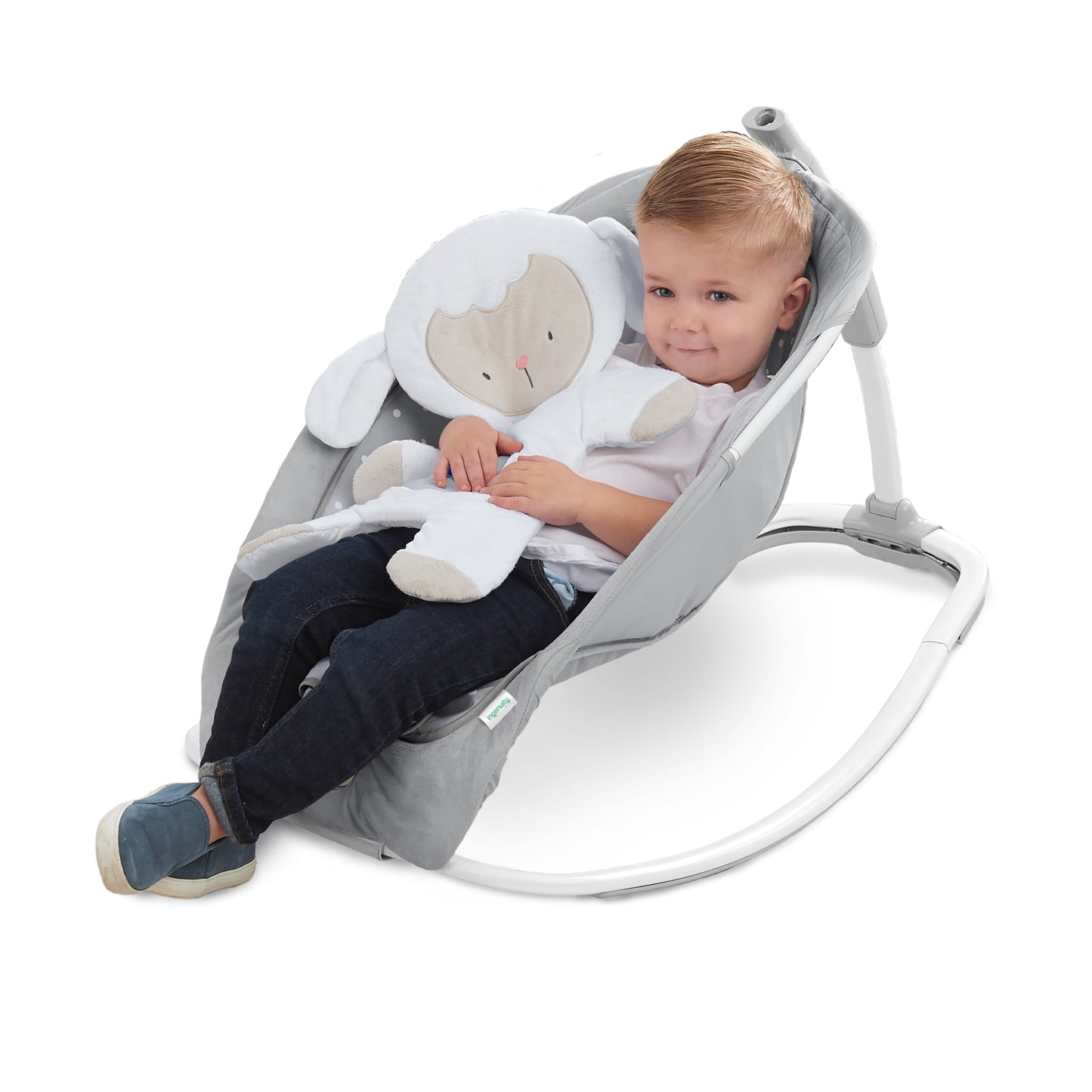 Infant to Toddler Rocker & Foldable Baby Bouncer Seat - Cuddle Lamb (Unisex)