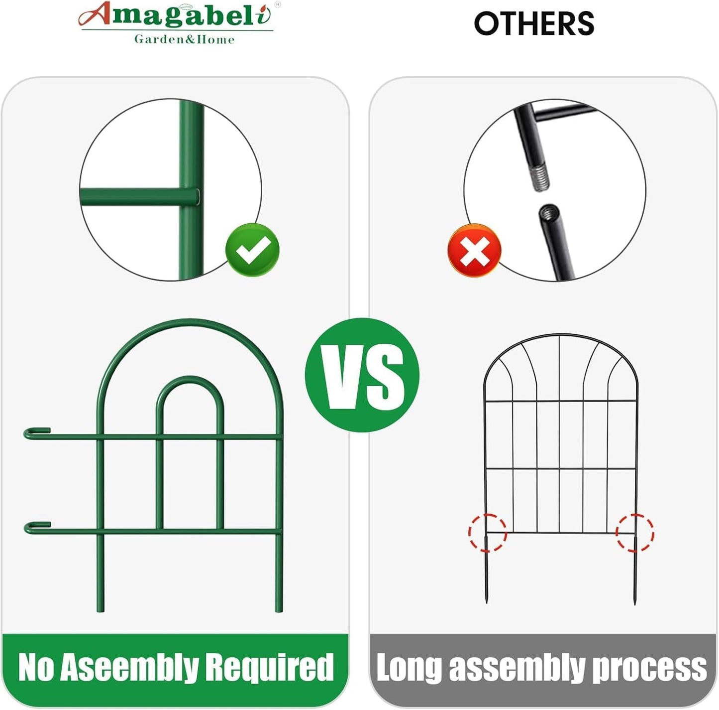 35Panels 18In(H)×50Ft(L) Decorative Garden Fences and Borders for Dogs Fencing Animal Barrier No Dig Rustproof Metal Fence Panels for Flower Bed Fence Green