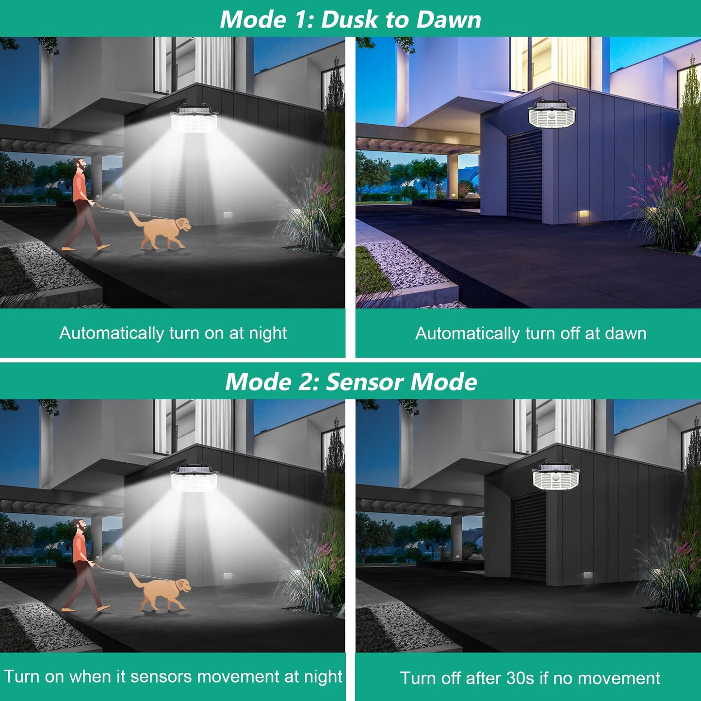 Solar Outdoor Lights - 2Pack 252 LED Motion Sensor Lights Solar Powered Security Flood Lights, IP65 Waterproof Wall Light for Backyard Yard Patio