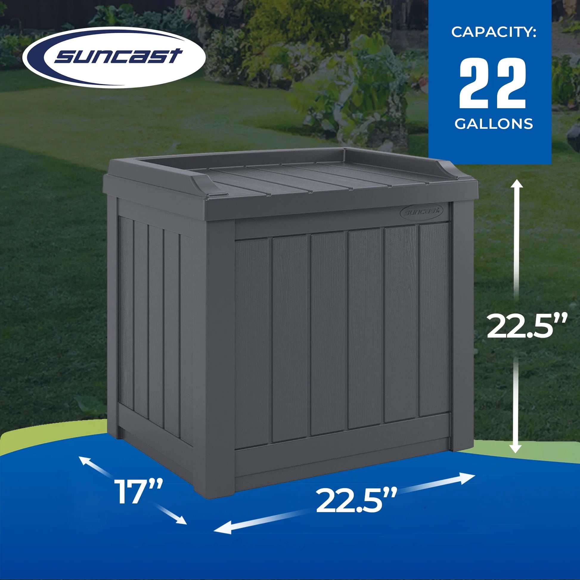 22 Gal Outdoor Patio Small Deck Box with Storage Seat, Cyberspace