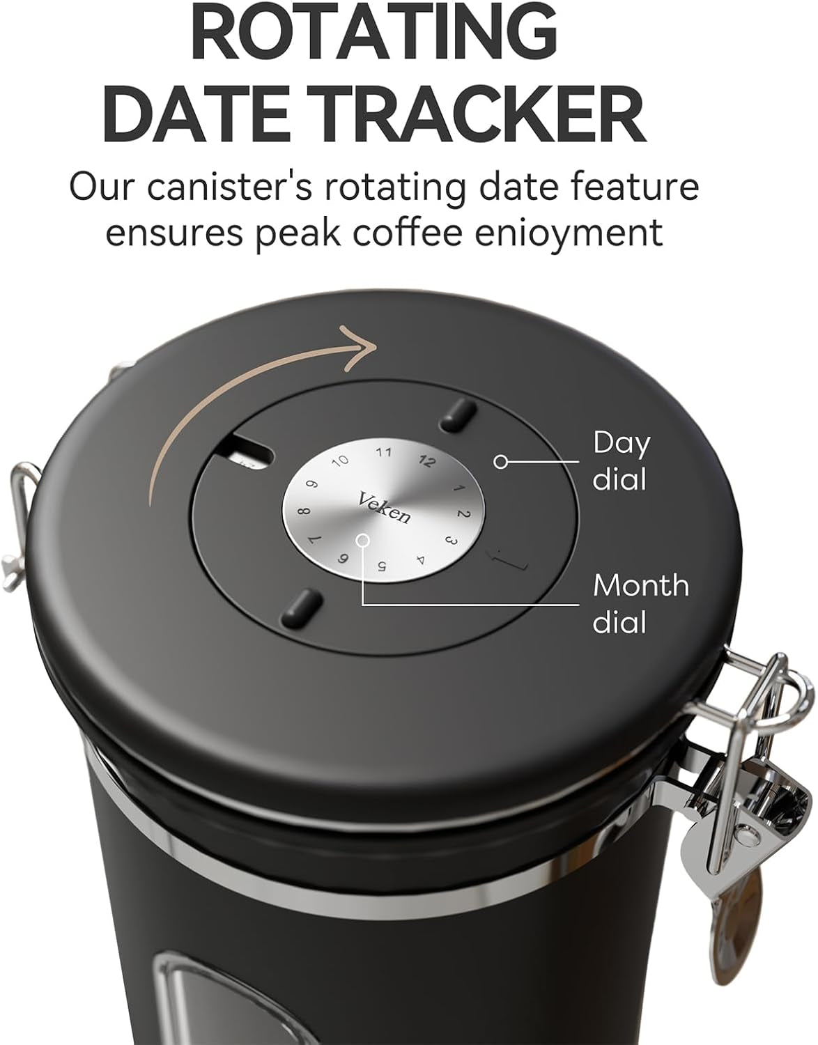 Coffee Canister with Window,Airtight Stainless Steel Container,Home Kitchen Food Storage Organizers for Grounds,Beans,Espresso,Rice,Tea,Sugar,Flour, Cereal,Scoop,Bar Accessories,Gifts,22Oz,Black