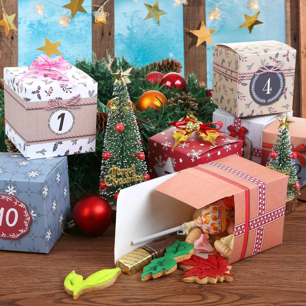 24 Days Christmas Gift Boxes Advent Calendar 2025 for Kids Adults Countdown to Christmas Home Party Decorations