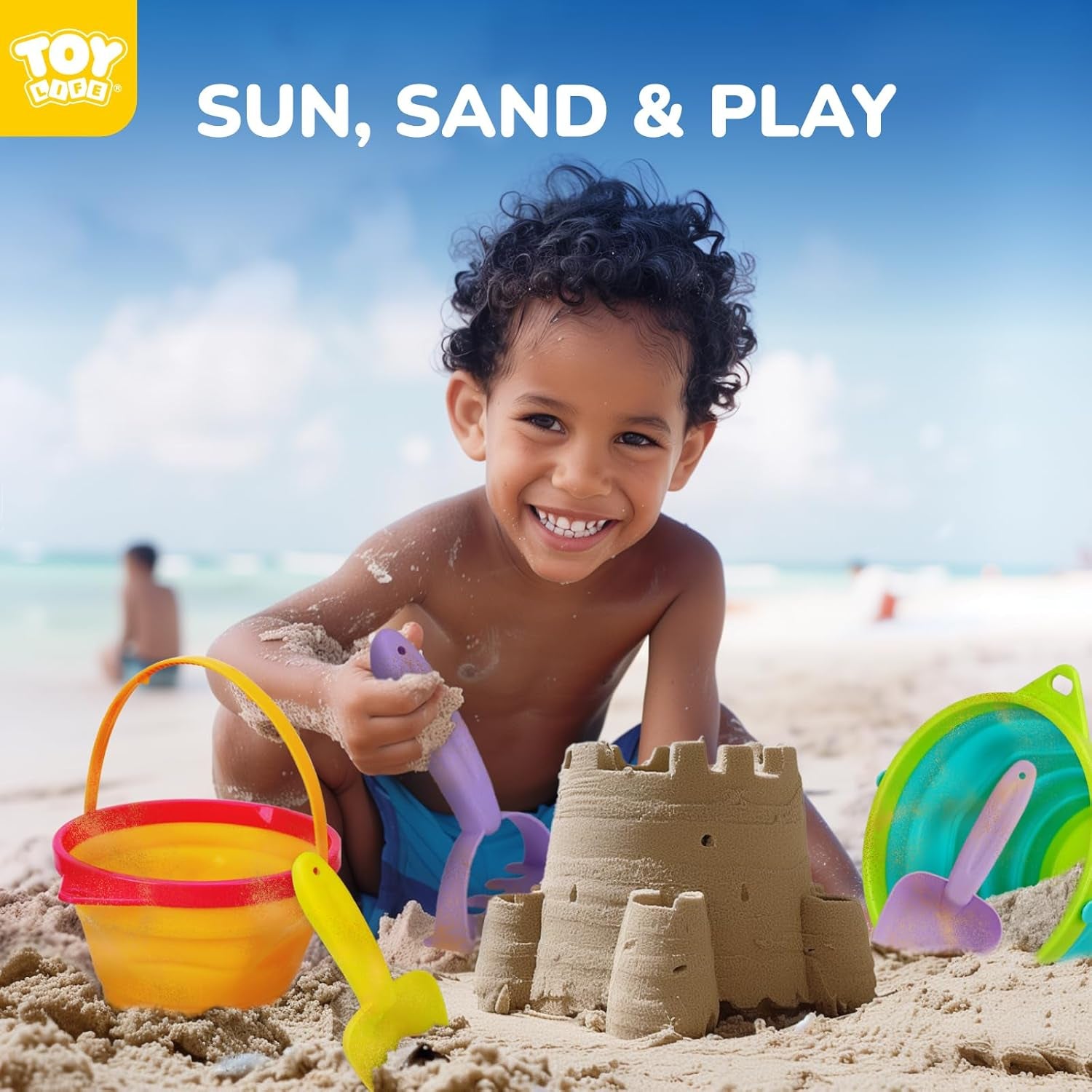 9 Pack Sand Buckets Toys Set with 3 Collapsible Beach Buckets 3 Shovels and 3 Rakes, Toddlers Beach Toys for Kids Ages 4-8 for Camping, Traveling, Fishing, Outdoor Summer Parties