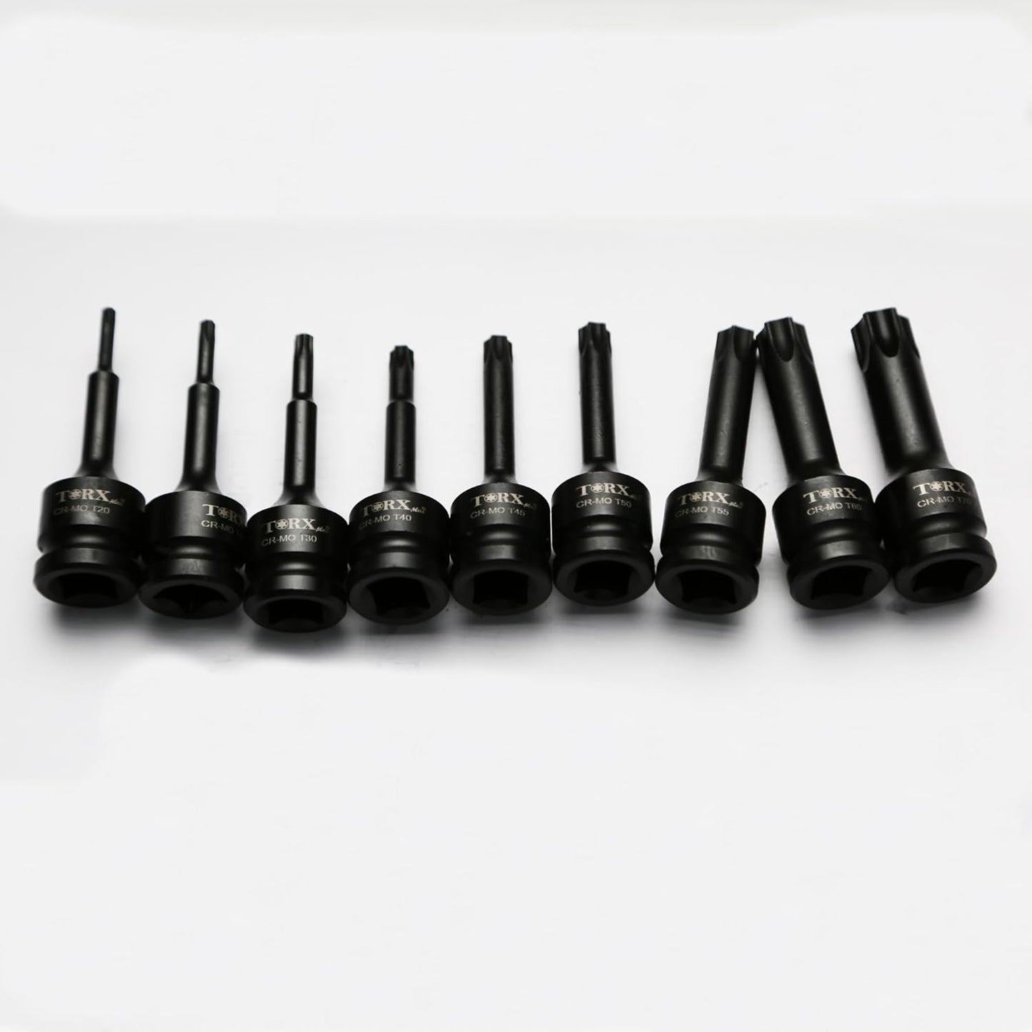 9 Pc 3 Inch Long Torx Star 6 Point Black Impact Bit Socket Auto Repair Tool Set 1/2 Inch Square Drive
