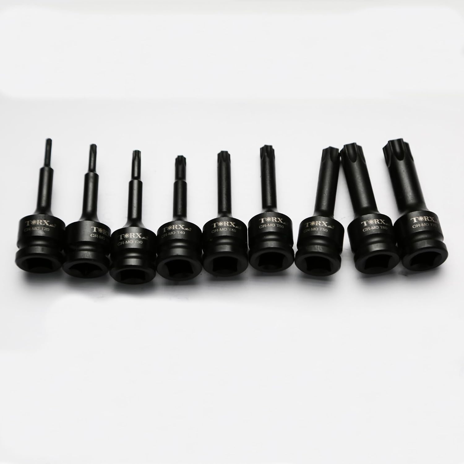 9 Pc 3 Inch Long Torx Star 6 Point Black Impact Bit Socket Auto Repair Tool Set 1/2 Inch Square Drive
