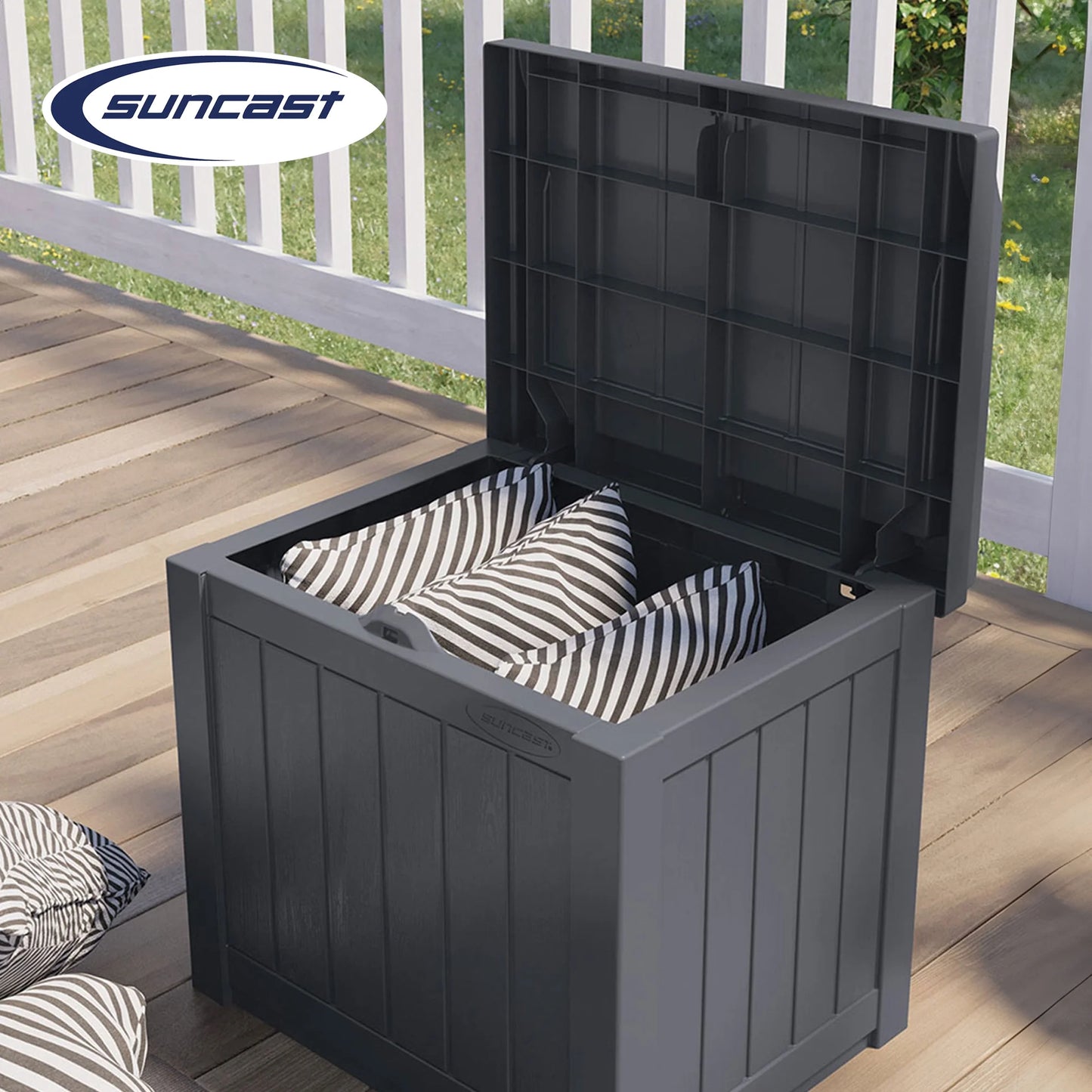 22 Gal Outdoor Patio Small Deck Box with Storage Seat, Cyberspace