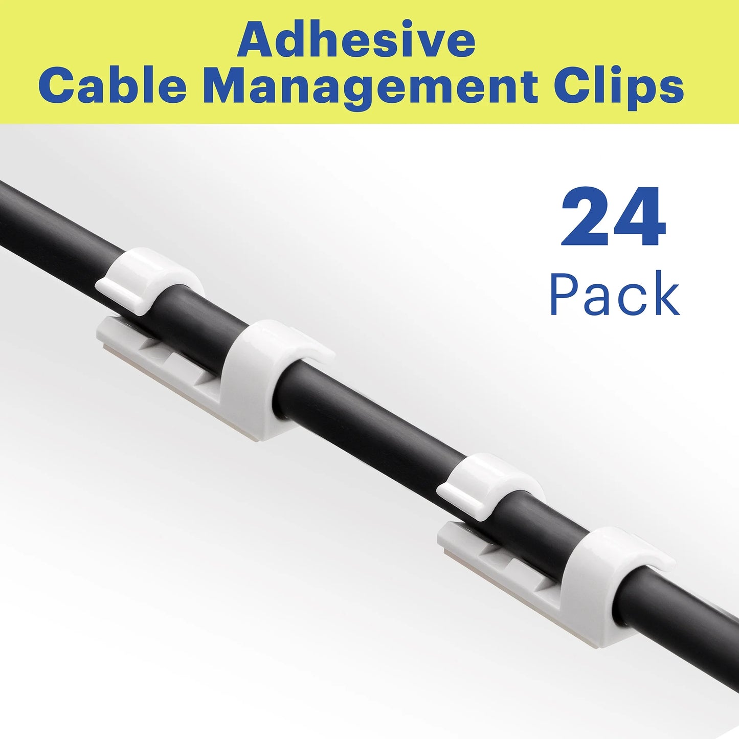 . 24 Count Peel & Stick 3M Adhesive Managment Cable Clips, Cord Organizer