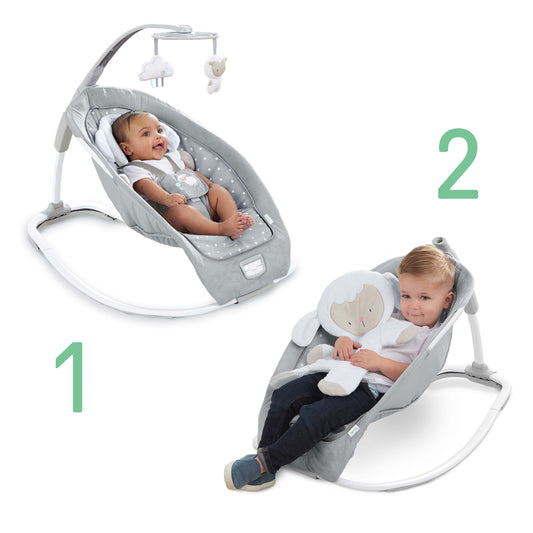 Infant to Toddler Rocker & Foldable Baby Bouncer Seat - Cuddle Lamb (Unisex)