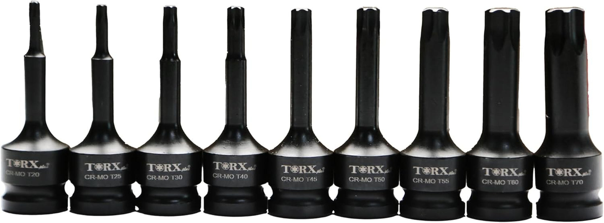 9 Pc 3 Inch Long Torx Star 6 Point Black Impact Bit Socket Auto Repair Tool Set 1/2 Inch Square Drive