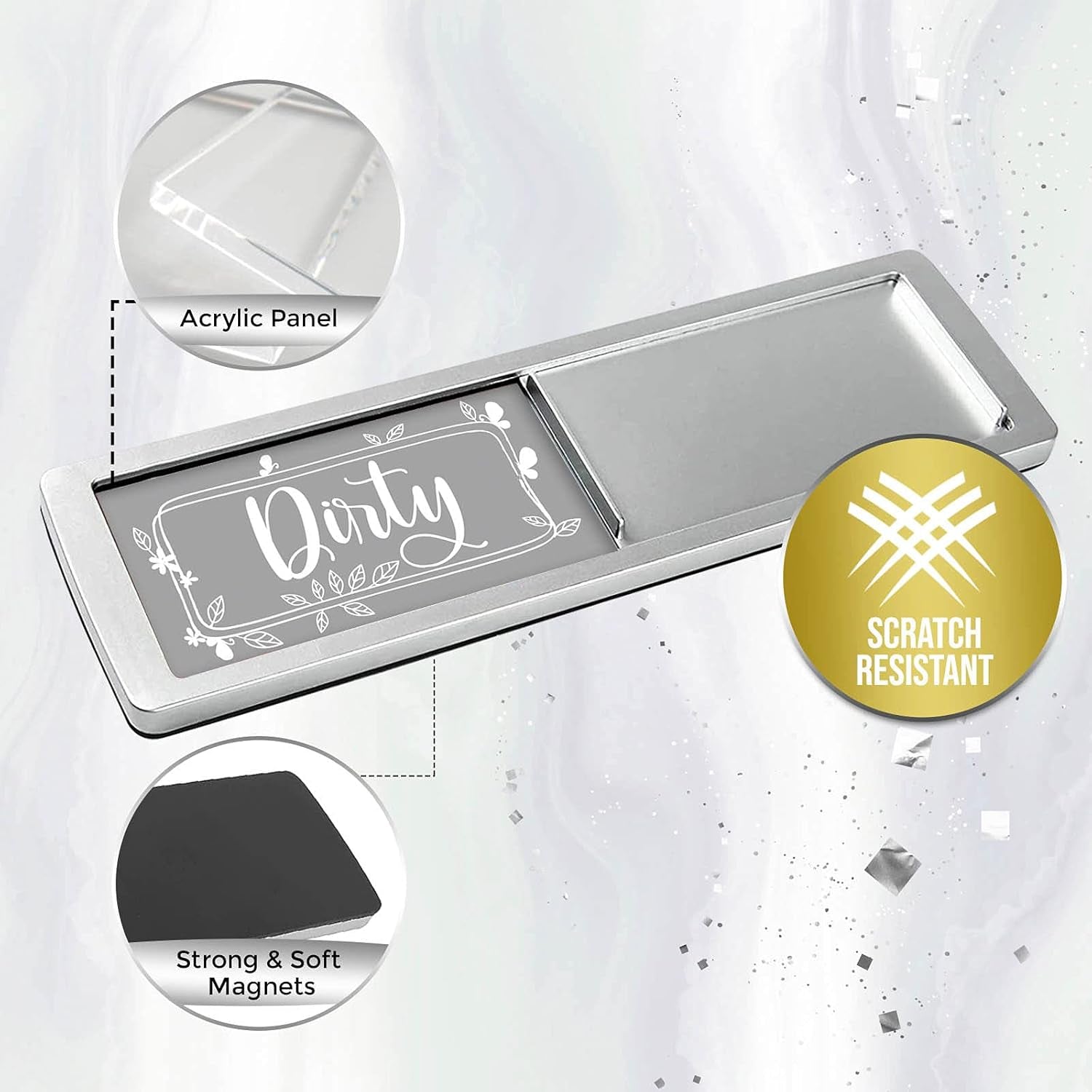 Dishwasher Magnet Clean Dirty Sign, Stylish Dirty Clean Dishwasher Magnet - Easy to Read Clean Dirty Magnet for Dishwasher, Strong Magnetic Dishwasher Clean Dirty Sign, Home Decor Kitchen Sign Magnets