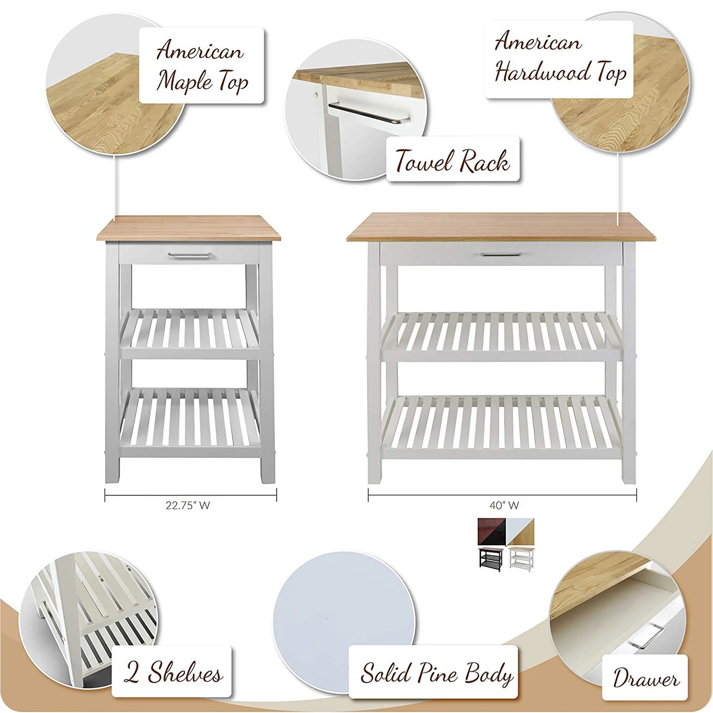 Kitchen Island with Solid Wood