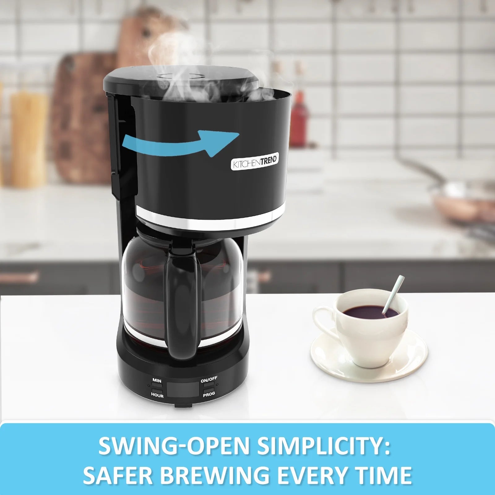 12-Cup Programmable Coffee Maker Removable Water Reservoir Drip Coffee Maker