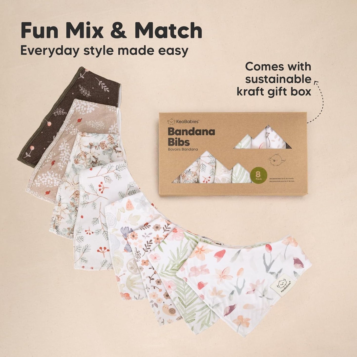 8-Pack Organic Baby Bandana Bibs for Girls - Super Absorbent Triangle Baby Bibs for Drooling and Teething Infant, 100% Cotton Extra Soft for Newborn, Infant 0-36 Months (Bloom)
