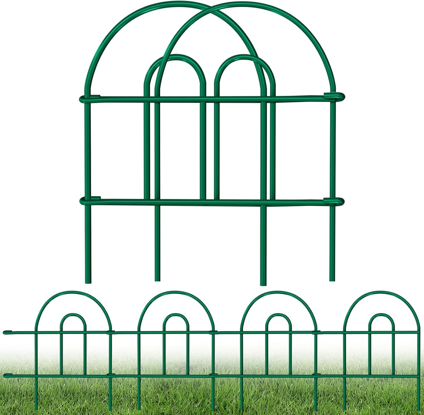 35Panels 18In(H)×50Ft(L) Decorative Garden Fences and Borders for Dogs Fencing Animal Barrier No Dig Rustproof Metal Fence Panels for Flower Bed Fence Green