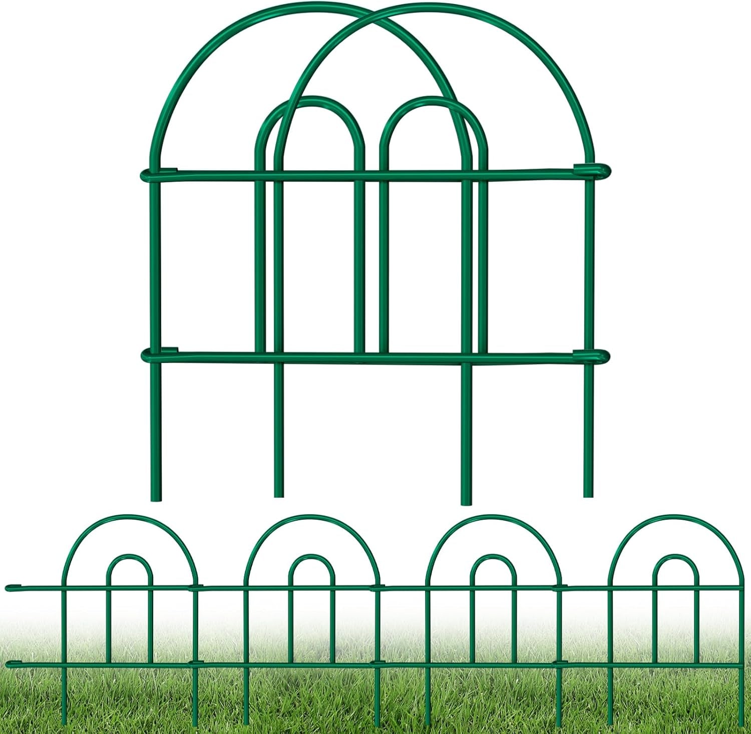 35Panels 18In(H)×50Ft(L) Decorative Garden Fences and Borders for Dogs Fencing Animal Barrier No Dig Rustproof Metal Fence Panels for Flower Bed Fence Green