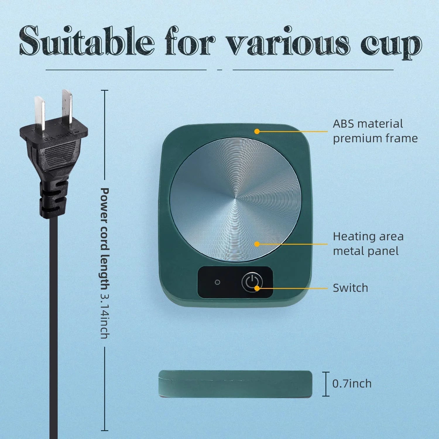Green Beverage Warmers, Auto Shut off & Waterproof