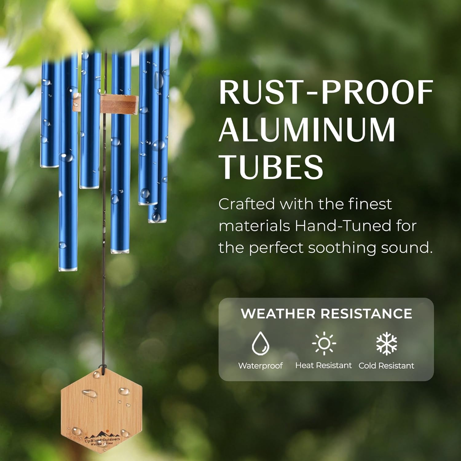 Wind Chimes for Outside, Gift for Mom, Deep Tone, Sympathy Gifts for Loss of Loved One, Patio Decoration, Memorial Windchimes, 29" Blue