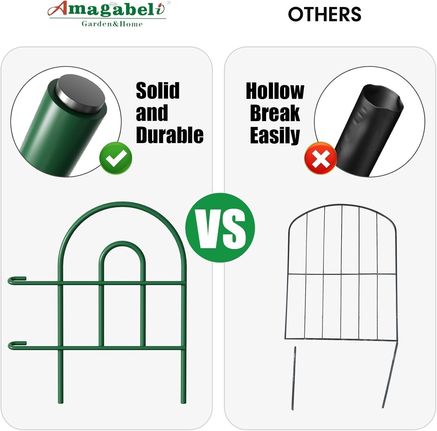 35Panels 18In(H)×50Ft(L) Decorative Garden Fences and Borders for Dogs Fencing Animal Barrier No Dig Rustproof Metal Fence Panels for Flower Bed Fence Green