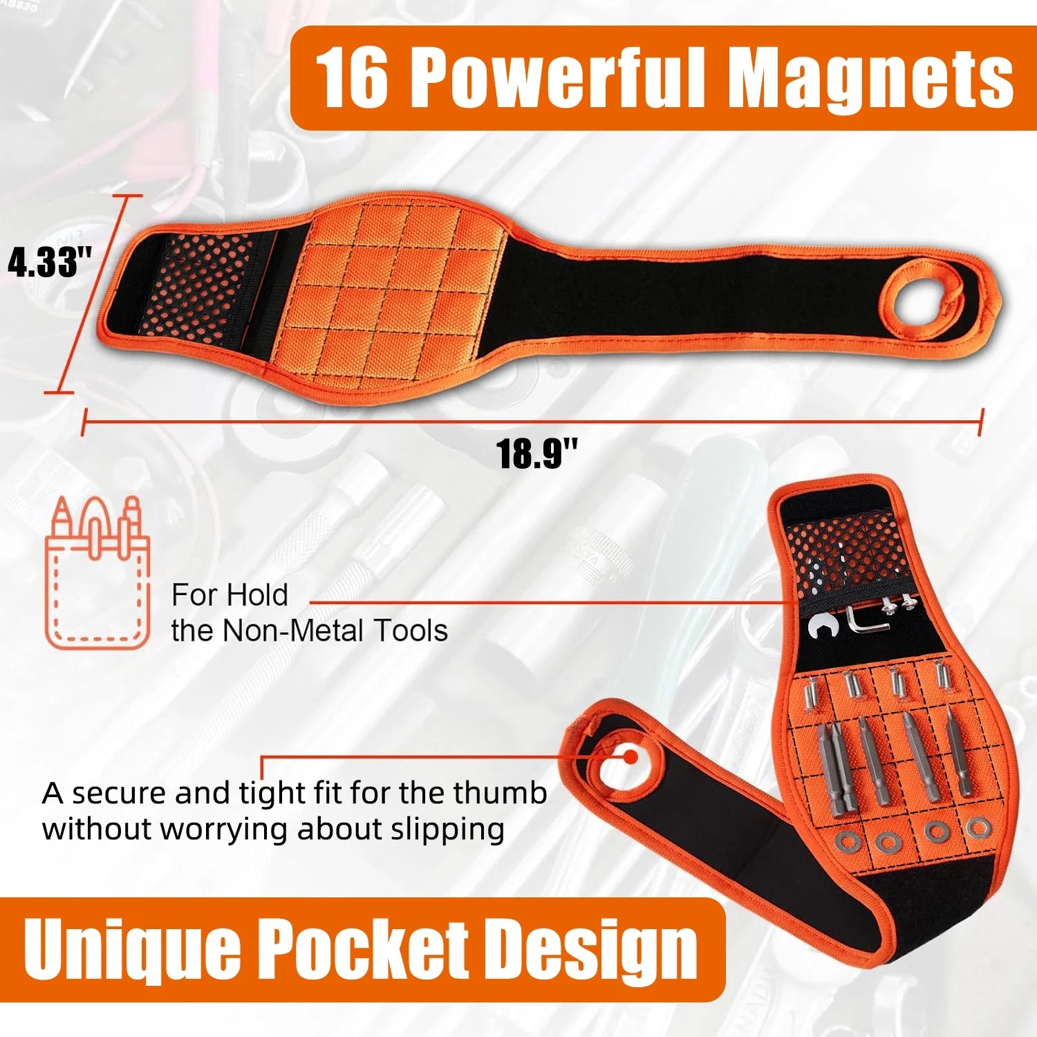 Magnetic Wristband , Gifts for Men - Made of High Quality 1680D Oxford Cloth with Lightweight Strong Magnets, Magnetic Wristbands for Tools for Dads, Husbands, Granddads, Handymen