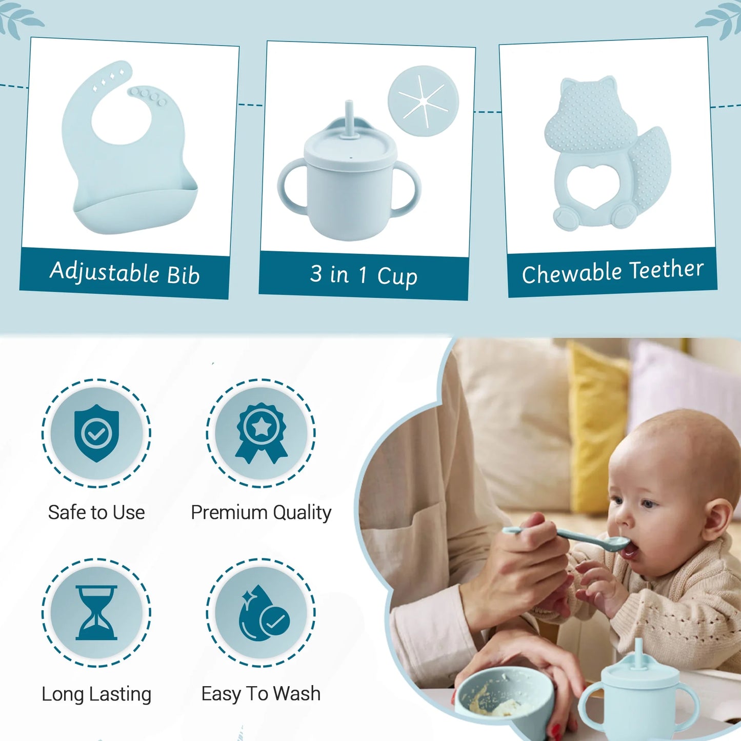 9-Piece Silicone Baby Feeding Set - Baby-Led Weaning Essentials