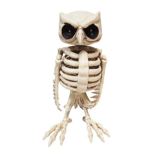 14" Animated Owl Skeleton Halloween Decoration