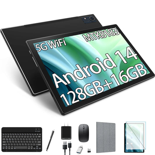 14 Tablet,10Inch 2025 Newest Tablet,Octa-Core Processor with 16GB (8+8 Expand) RAM+128GB ROM+1TB Expand,2.4G/5G Wifi Tablet with Keyboard,1280 * 800 IPS Display Laptop Tablet,Black