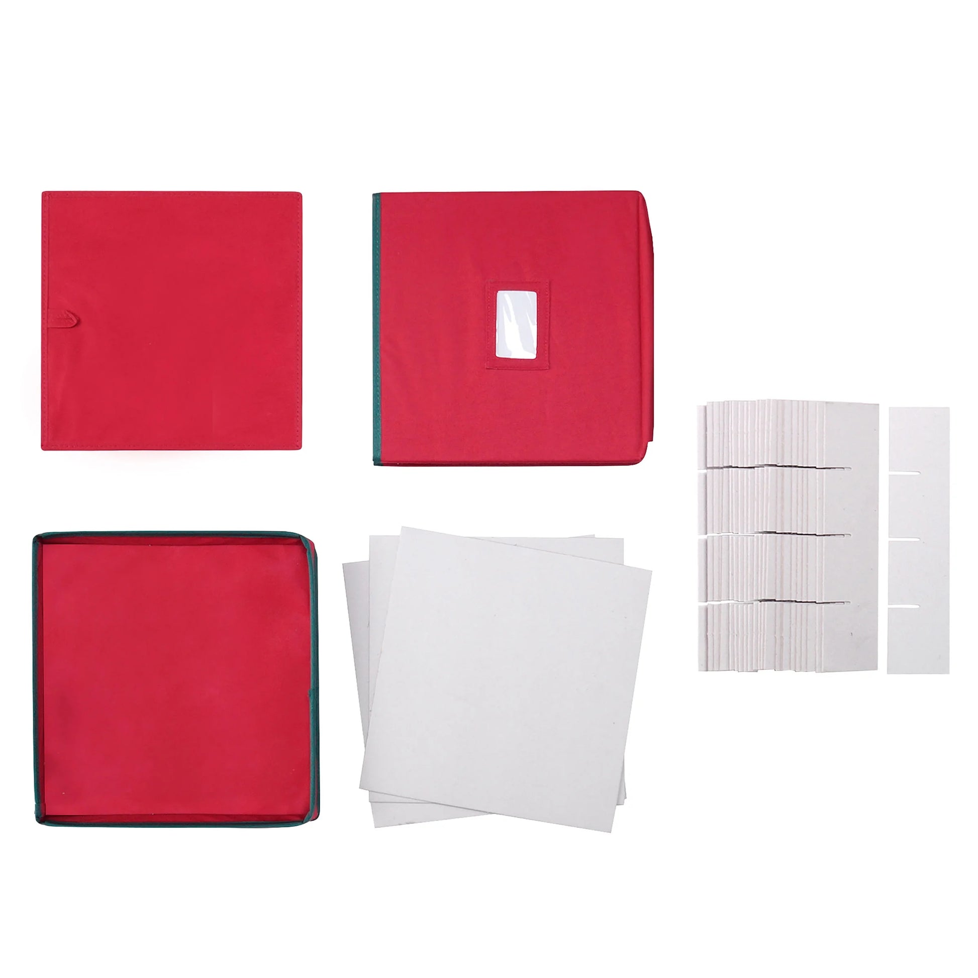 Premium Red Christmas Ornament Storage Chest Holds 64 Balls W/ Dividers