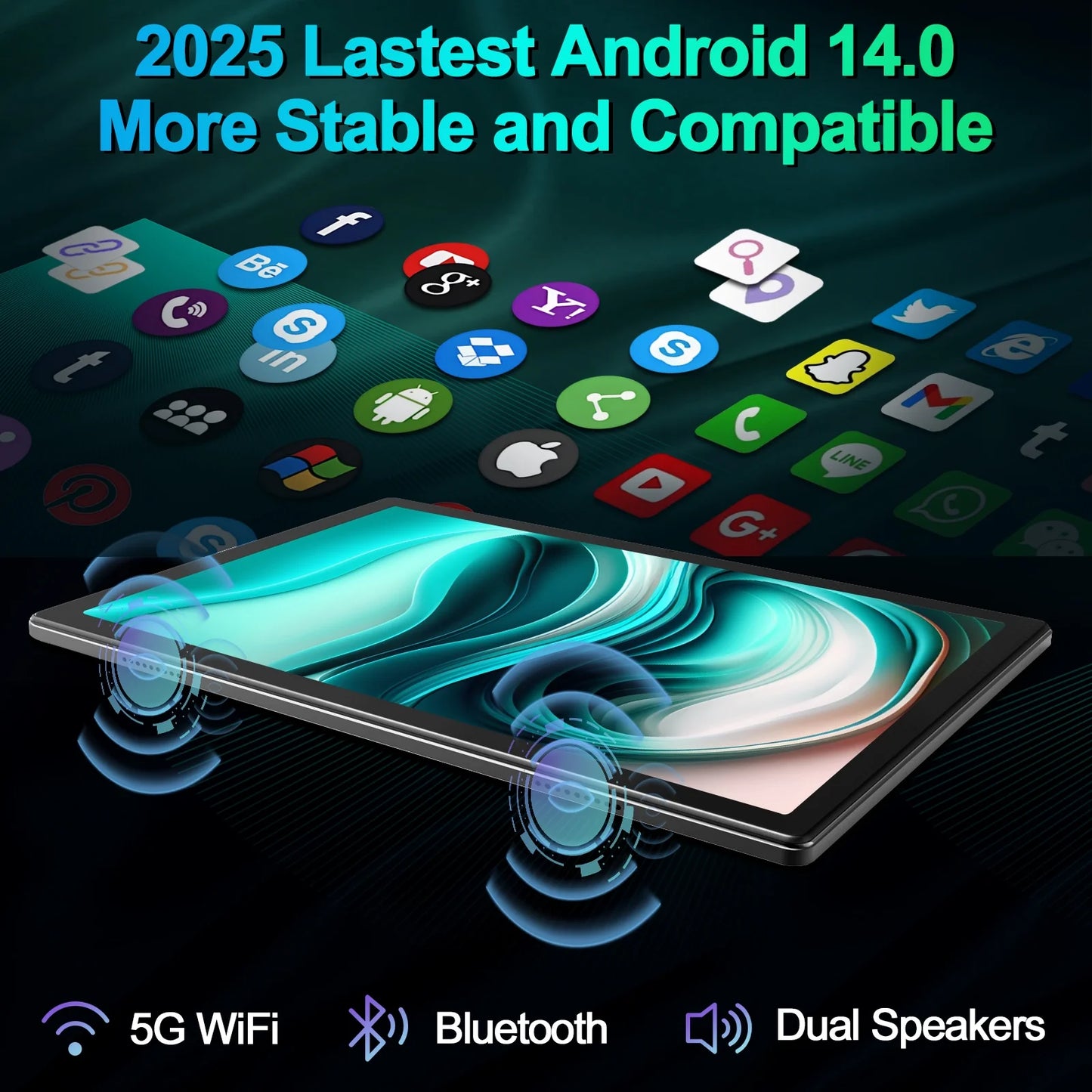 14 Tablet,10Inch 2025 Newest Tablet,Octa-Core Processor with 16GB (8+8 Expand) RAM+128GB ROM+1TB Expand,2.4G/5G Wifi Tablet with Keyboard,1280 * 800 IPS Display Laptop Tablet,Black