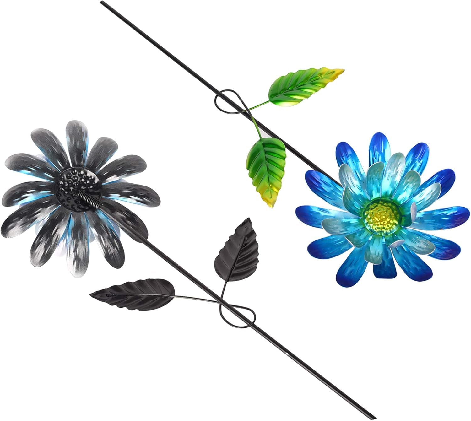 Metal Garden Stakes Outdoor Decor, 3 Pack Waterproof Floral Plant Stakes for Lawn, Patio, Yard - Durable Iron Flower Decorations for Garden, Landscape