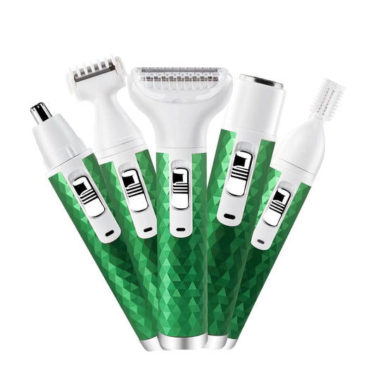 Electric Razor for Women,5 in 1 Electric Shaver for Women, Portable Rechargeable Hair Trimmer Wet and Dry Cordless Women Shaver Hair Remover for Face, Legs, Nose and Bikini