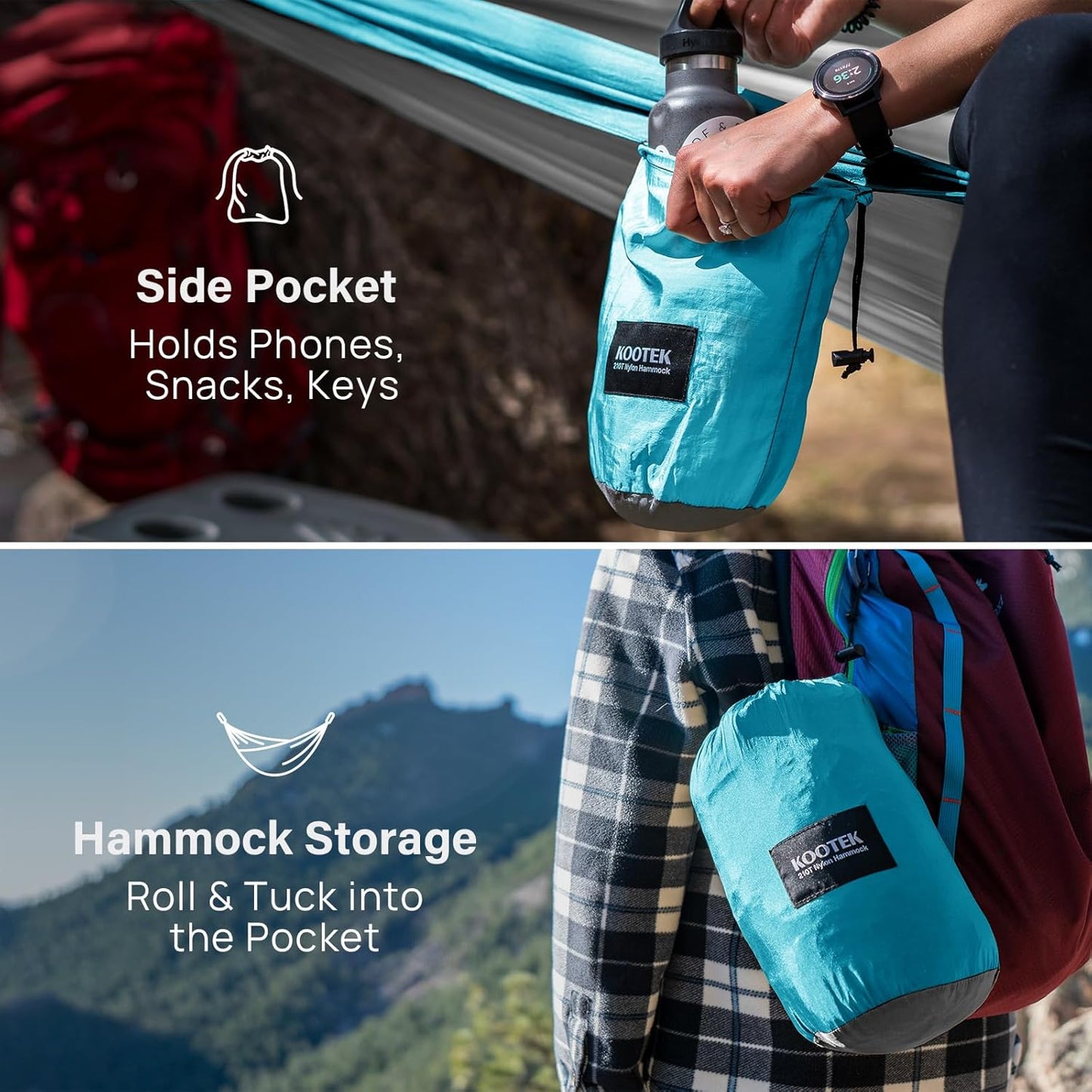 Camping Hammock 500 Lbs Capacity, Portable Hammocks with Tree Straps & Attached Carry Bag, Camping Essentials Gear, Perfect for outside Indoor Hiking Beach Backpack Travel