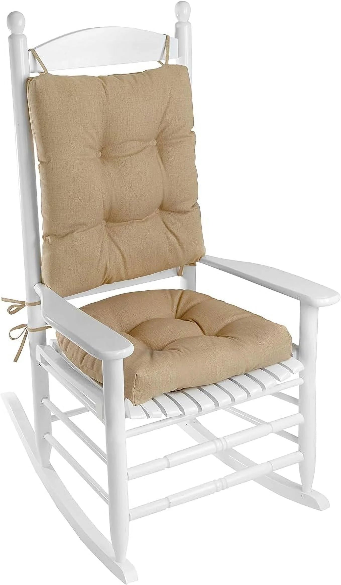 Solarium Cushion, Indoor and Outdoor Rocking Chair Pad for Patio, Living or Nursery Room, 2 Piece Set, Seat 19"X19" and Seatback 21"X18", 02 Husk Birch