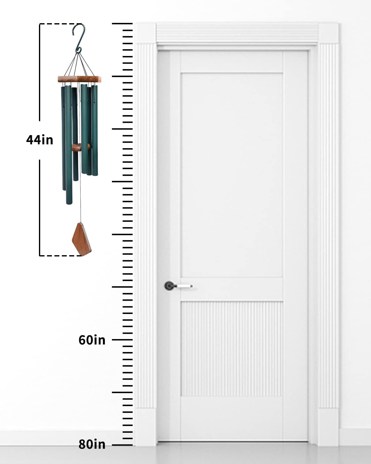 Wind Chimes Outdoor Large Deep Tone,Sympathy Wind Chime Outdoor, Memorial Wind-Chime with 6 Tuned Tubes, Elegant Chime for Garden, Patio, Balcony and Home Decor, Matte Green