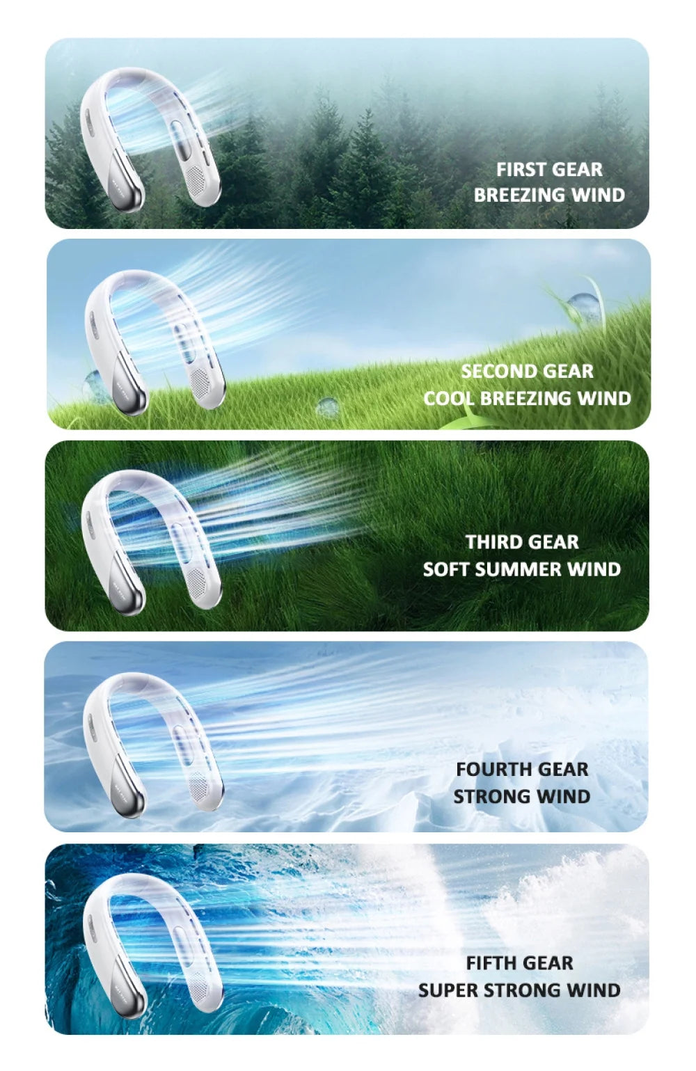 New Neck  Portable Hanging Wearable Cooling s Bladeless Cooler for Outdoor Camping & Home