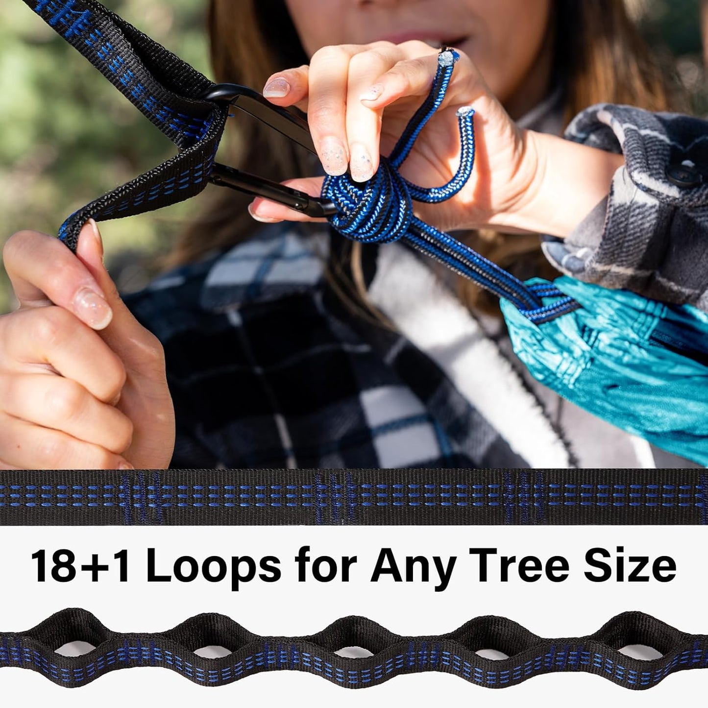 Camping Hammock 500 Lbs Capacity, Portable Hammocks with Tree Straps & Attached Carry Bag, Camping Essentials Gear, Perfect for outside Indoor Hiking Beach Backpack Travel