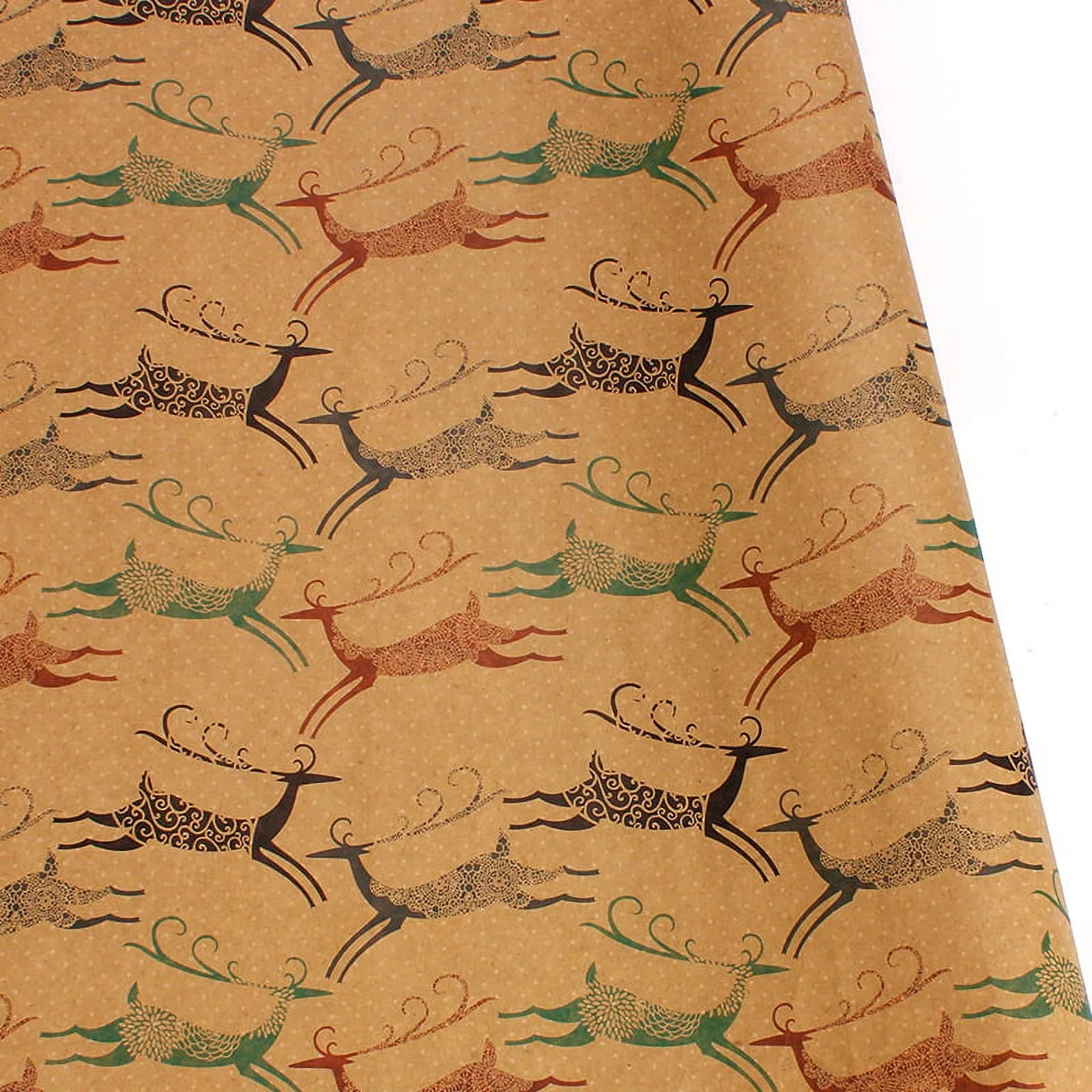 Christmas Wrapping Paper, Holiday Wrapping Paper, 9 Pack Brown Kraft Paper, Snow, Christmas Tree, Snowman, Lantern and Color Elk (9-Sheets, 30" X 20")